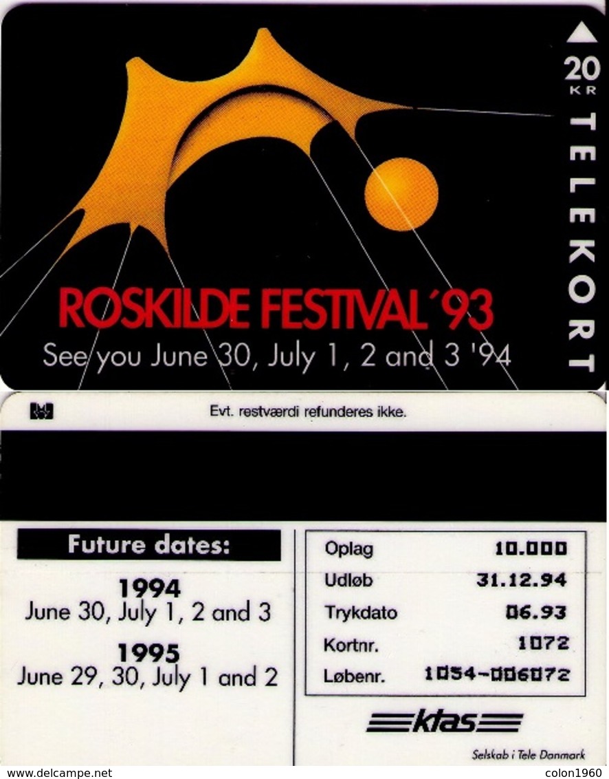 DINAMARCA. TDKS016. Roskilde Festival '93. CN1054. 10000 Ex. (119) - Dinamarca