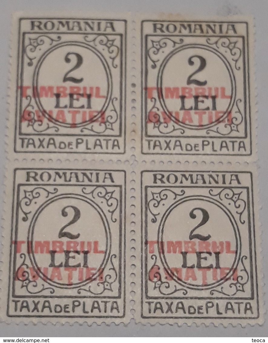 ERROR STAMP  REVENUE ROMANIA 1931, BF,,AIRMAIL TAXA DE PLATA OVERPRINT TIMBRUL AVIAȚIEI " ERROR AT 2 AND ' U"  OVERPRINT - Errors, Freaks & Oddities (EFO)