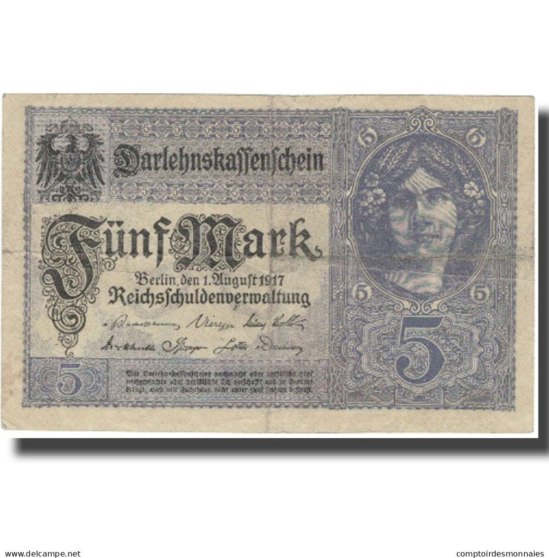 Billet, Allemagne, 5 Mark, 1917, 1917, KM:56b, TB+ - 5 Mark