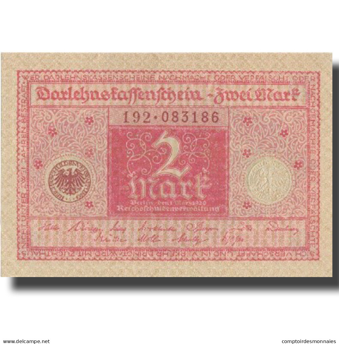 Billet, Allemagne, 2 Mark, 1920, 1920-03-01, KM:59, SPL+ - 2 Rentenmark