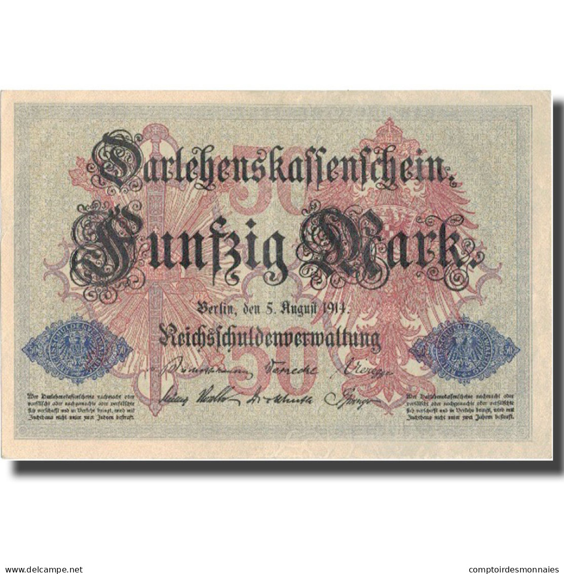 Billet, Allemagne, 50 Mark, 1914, 1914-08-05, KM:49a, SUP+ - 50 Mark