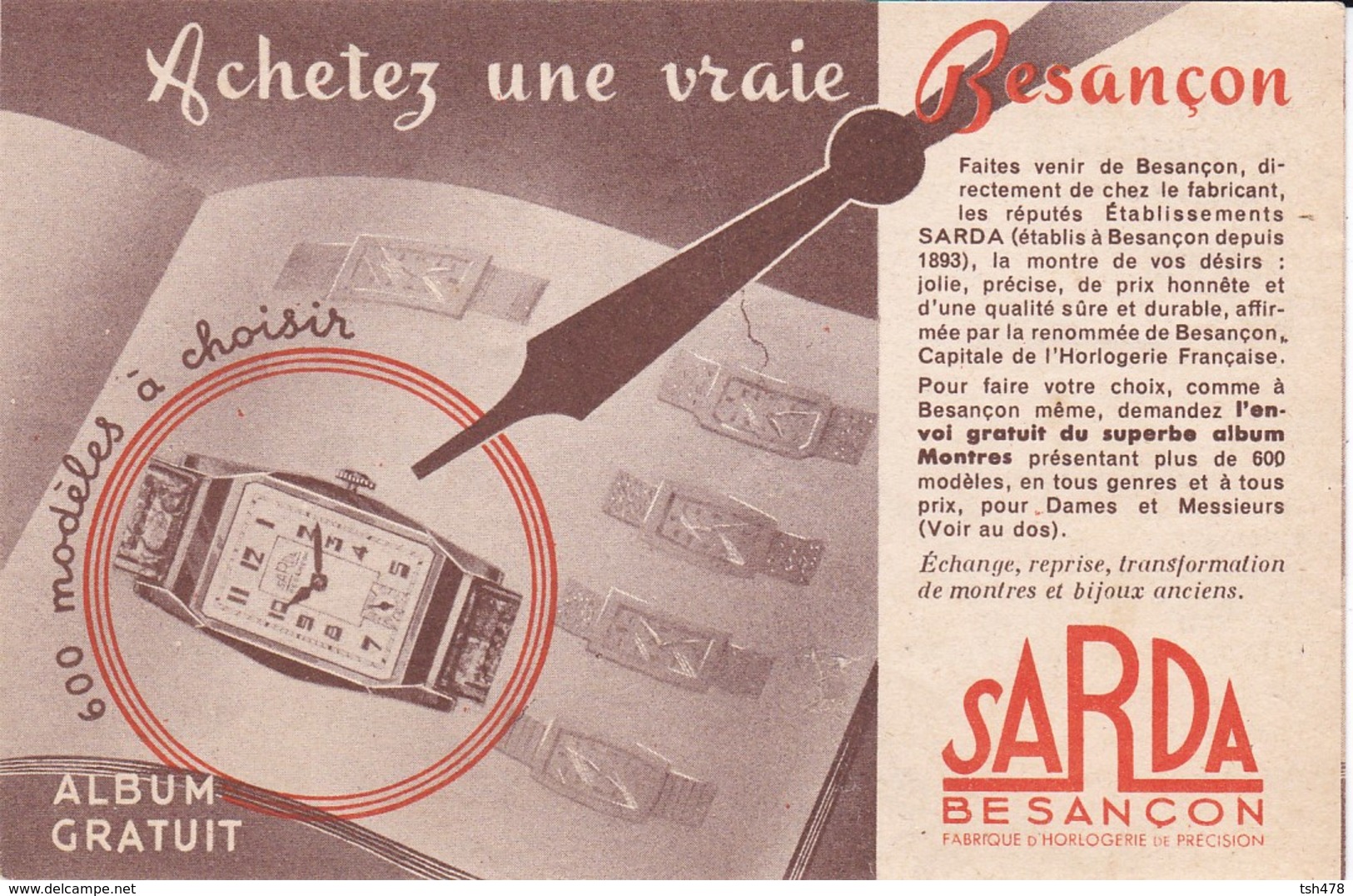 25----BESANCON--SARDA--horlogerie -montres Réveil-( Feuille Des Modèles Hors Catalogue )--voir  4 Scans - Besancon