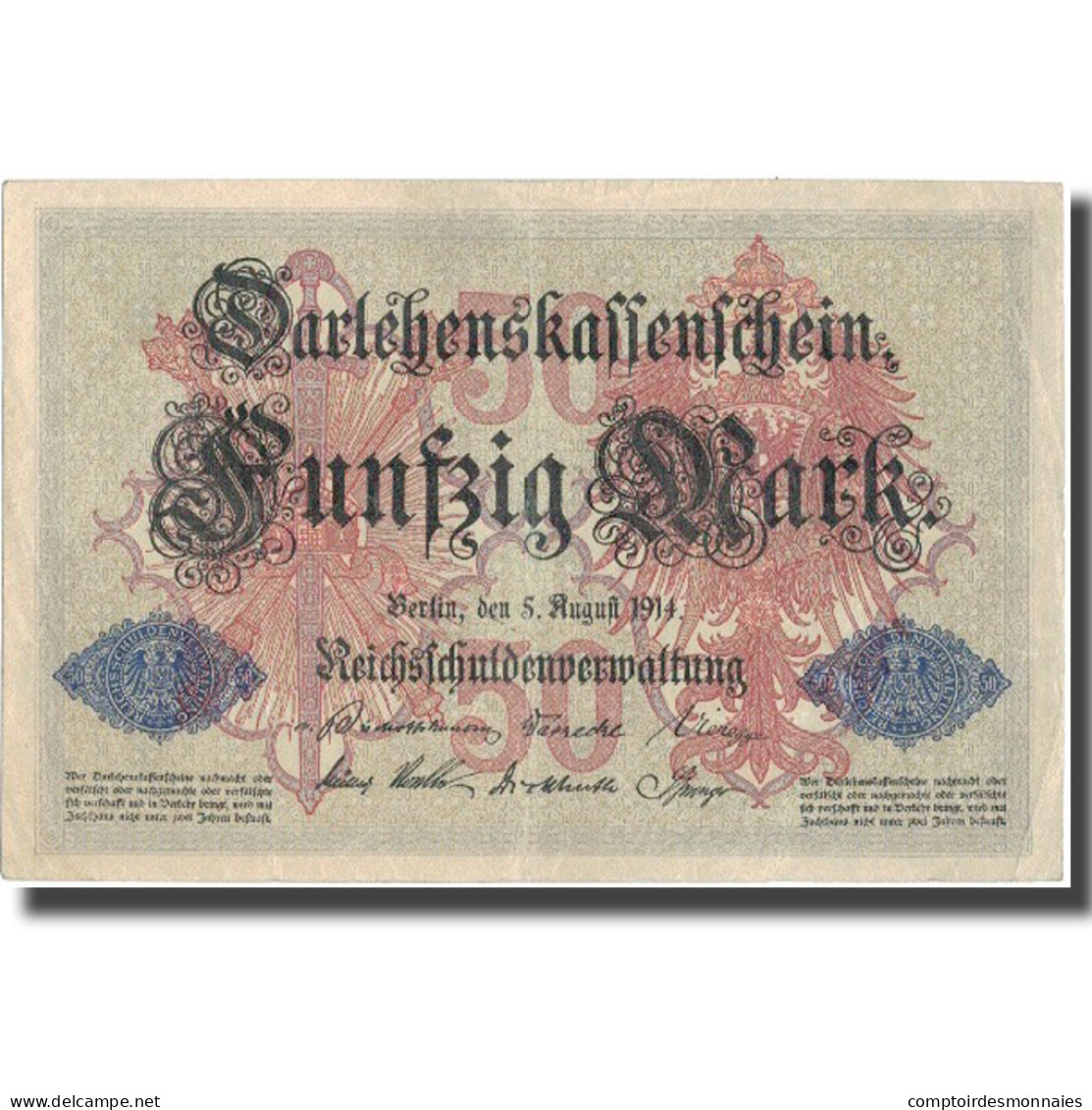 Billet, Allemagne, 50 Mark, 1914, 1914-08-05, KM:49a, SUP+ - 50 Mark