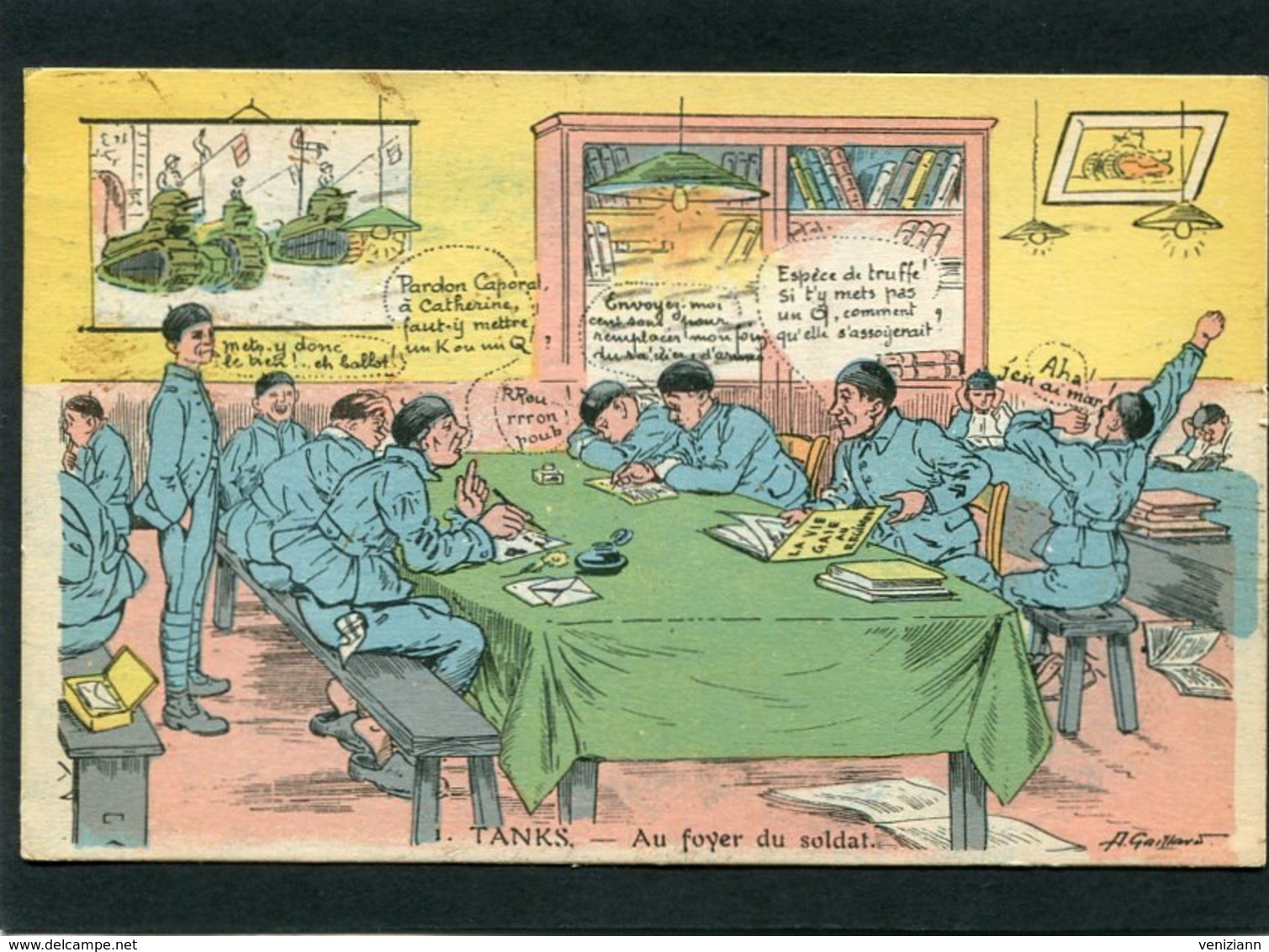 CPA - Illustration A. Gaillard - TANKS - Au Foyer Du Soldat - Humour