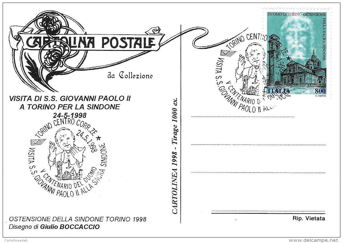 [MD2068] CPM - VISITA DI S.S. GIOVANNI PAOLO II A TORINO PER LA SINDONE - CON ANNULLO 24.5.1998 - NV - Papi