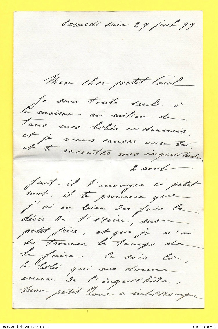 ENVELOPPE + LETTRE écrite à CERILLY (Allier) 29/07/1899 Oblitérée Cérilly & Pontarlier / Sage 15c Bleu - 1877-1920: Période Semi Moderne