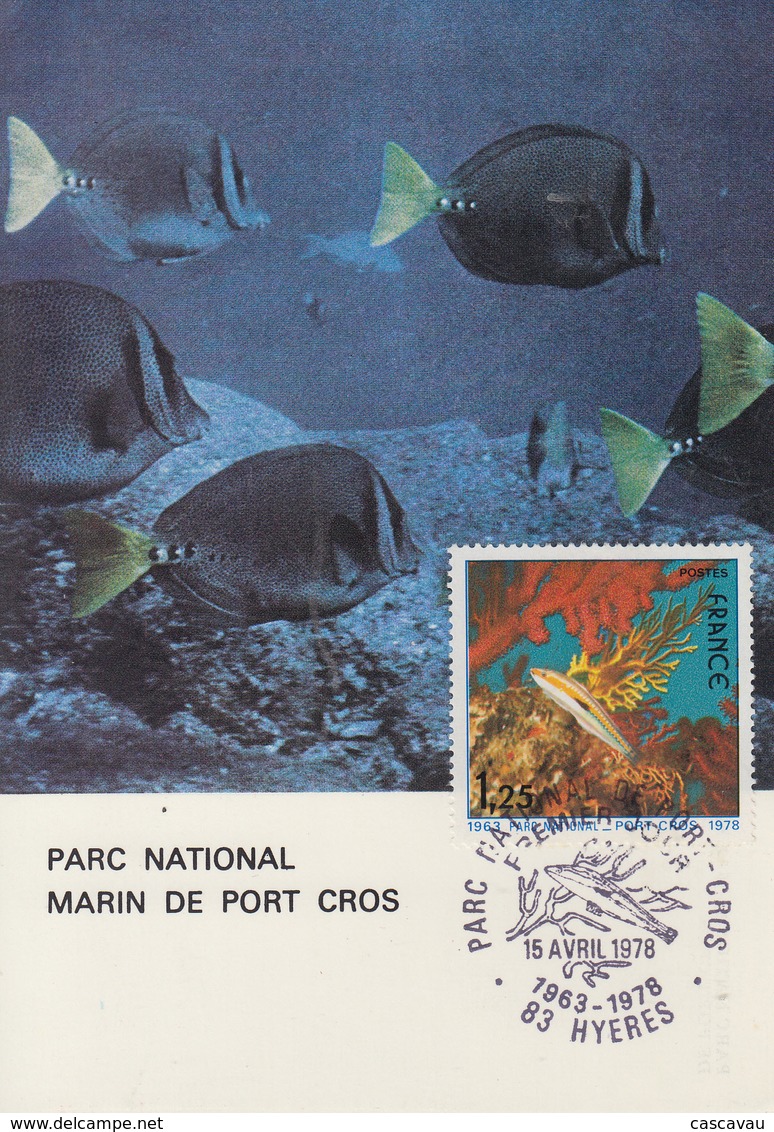 Carte  Maximum  1er   Jour    FRANCE    Parc  National   Marin  De   PORT  CROS   HYERES   1978 - 1970-1979