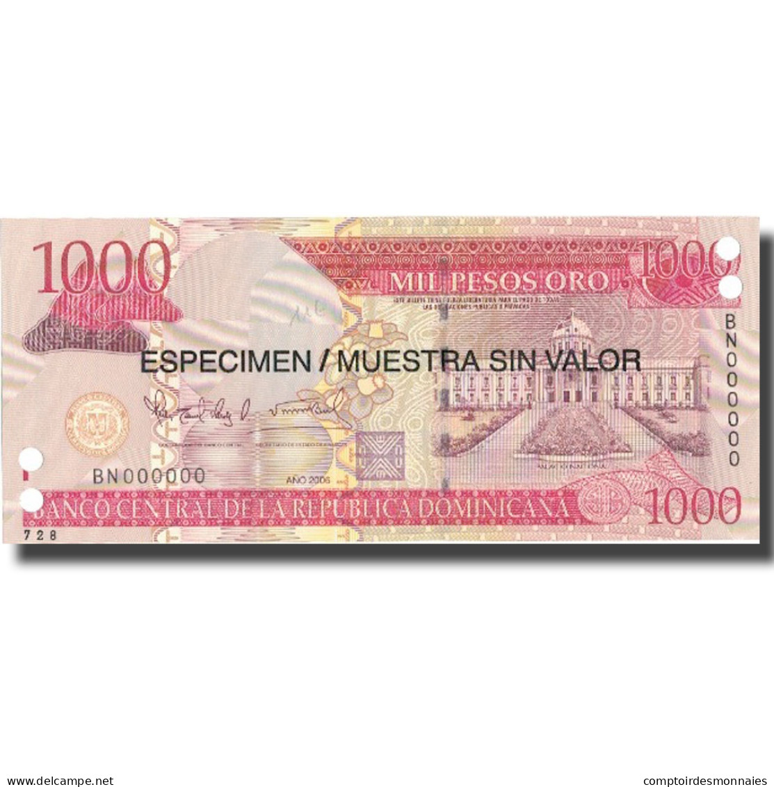 Billet, Dominican Republic, 1000 Pesos Oro, 2006, 2006, Specimen, KM:180s1, NEUF - Repubblica Dominicana