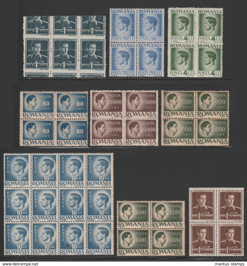 1940-1945 Romania - King Michael, Lot Of 80 Variety Stamps & Errors (blocks, Pairs) - Abarten Und Kuriositäten