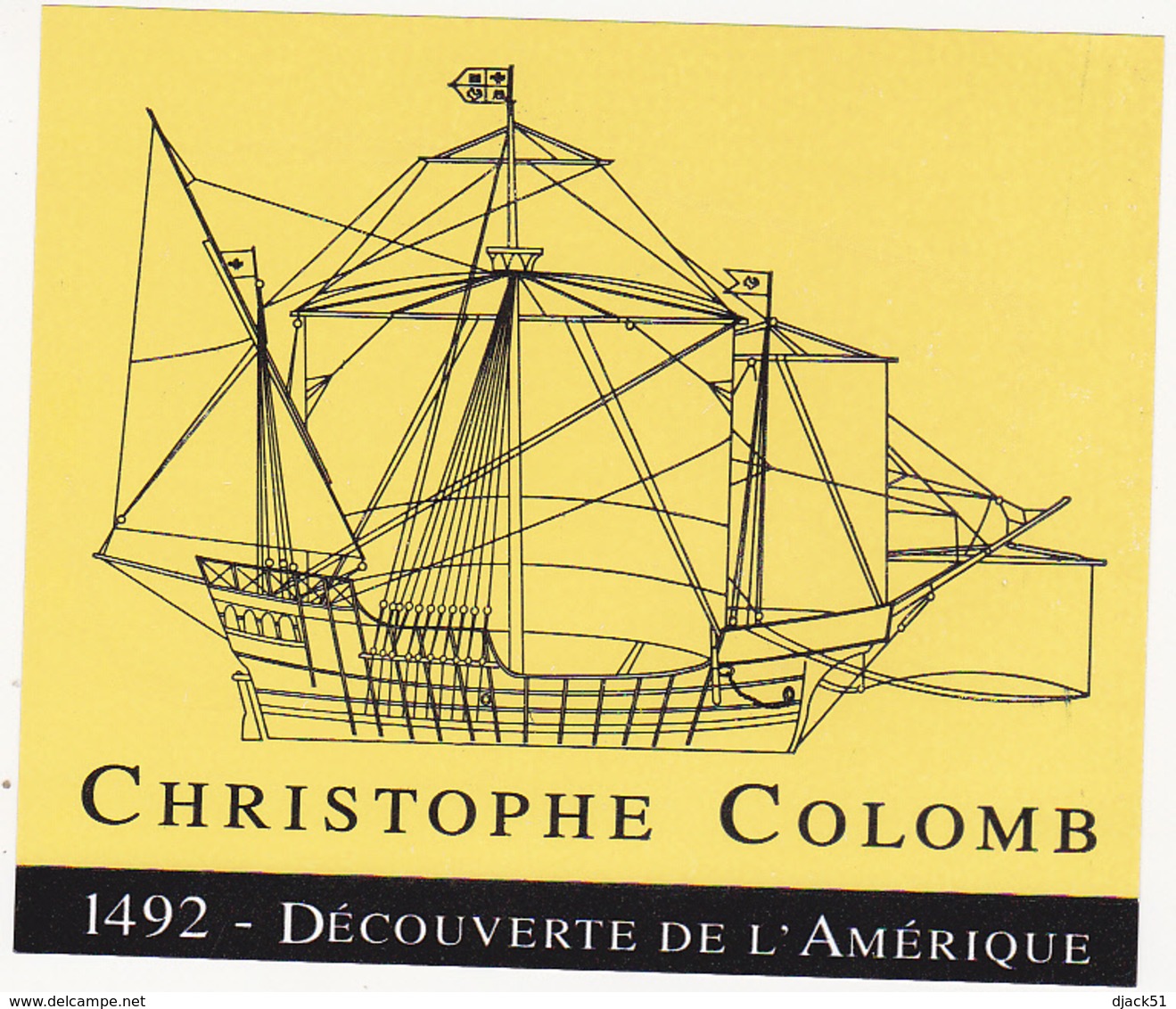 Contre Etiquette Pour Le Champagne Henriot / Magnum / CHRISTOPHE COLOMB - 1492 - Découverte De L'Amérique - Bateaux à Voile & Voiliers