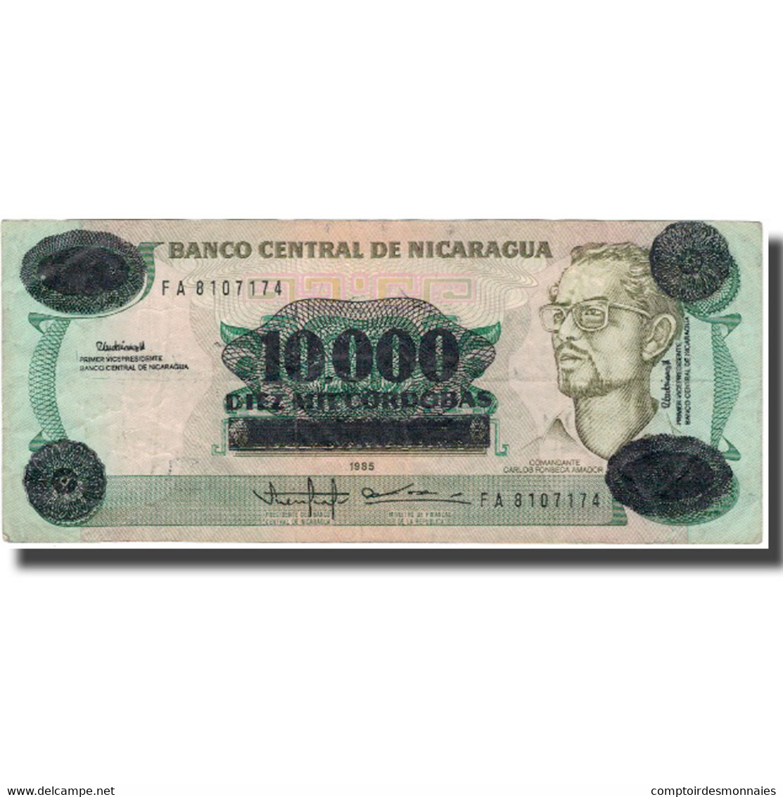 Billet, Nicaragua, 10,000 Córdobas On 10 Córdobas, KM:158, TTB - Nicaragua