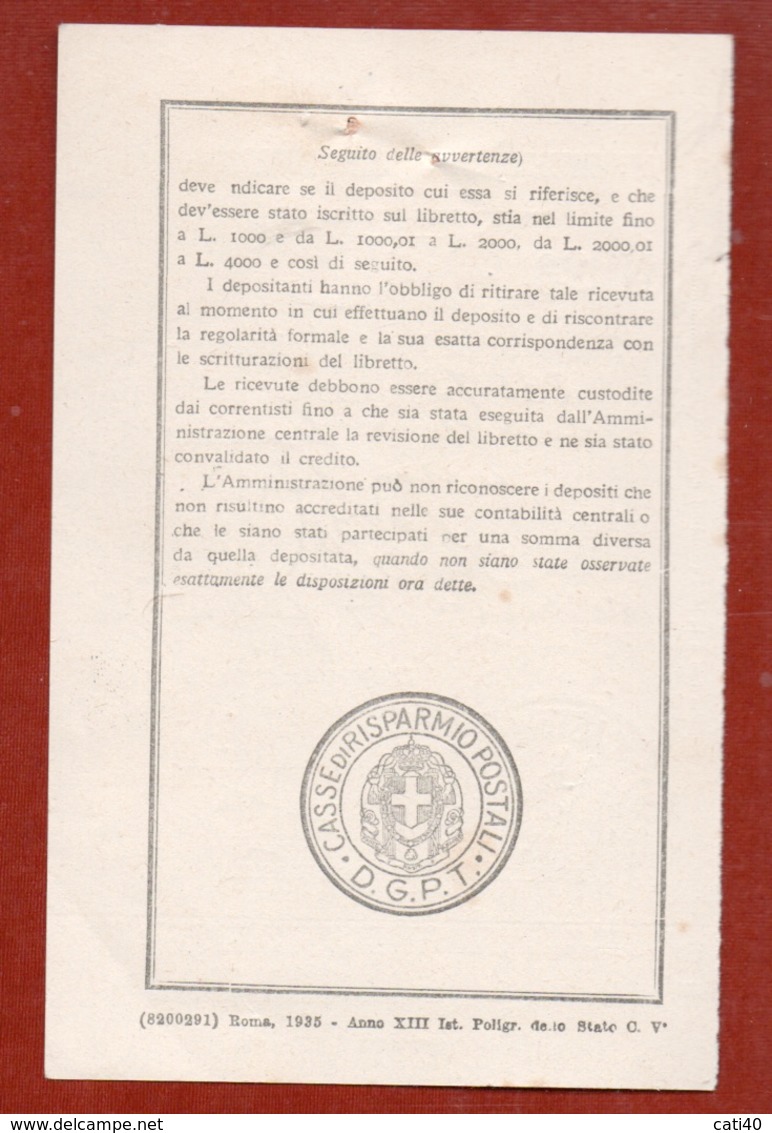 CASTELLO DI SERRAVALLE (11-39) Annullo SU RICEVUTA CASSE DI RISPARMIO POSTALE DEL 4/8/38 - Poststempel