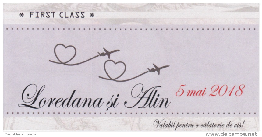 Romania - Boarding Pass (Fantasy) - Wedding Invitation Made As An Airplane Ticket 199/100 Mm - Europa