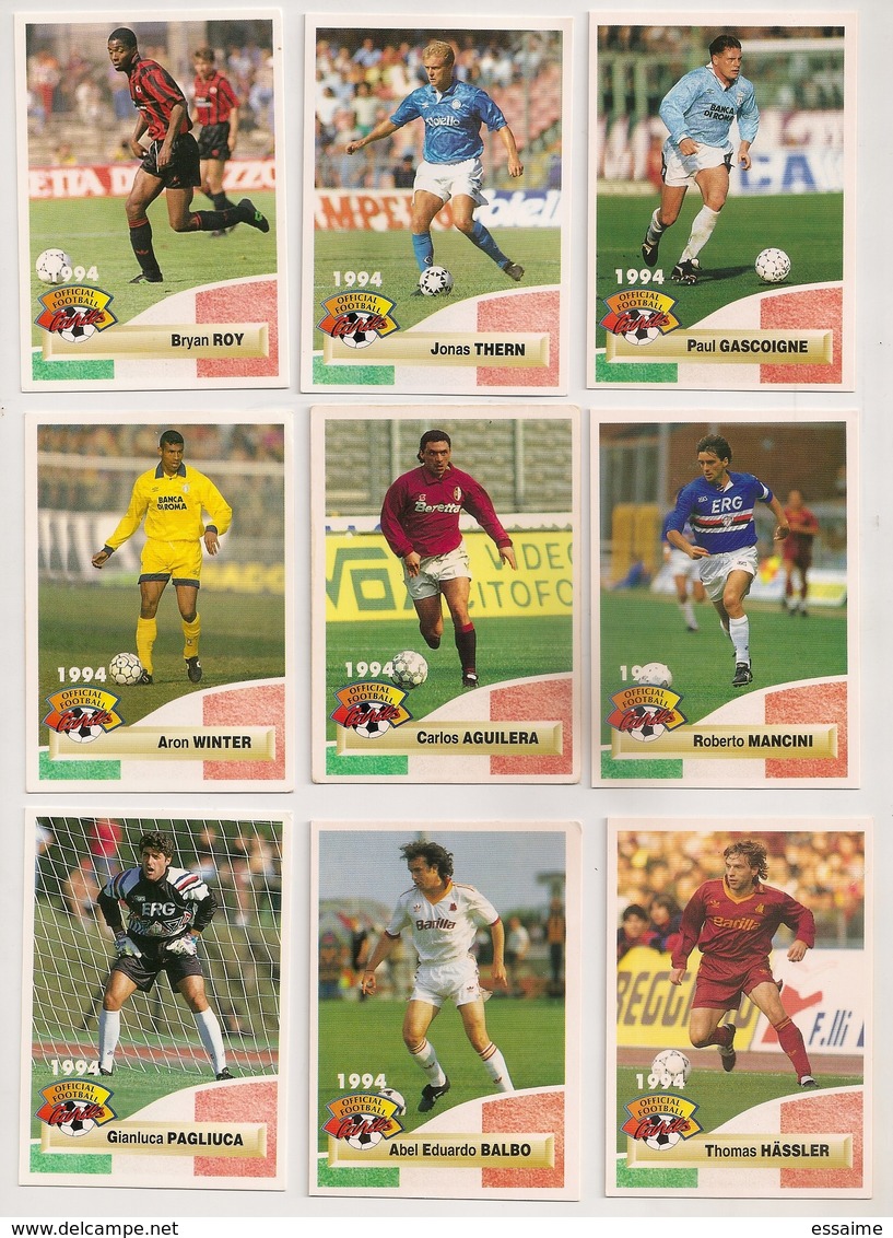 9 Cartes Panini Football 1994 Cards Official. Roy Thern Gascoigne Mancini Balbo Hassler Winter Aguilera Pagliuca - Other & Unclassified