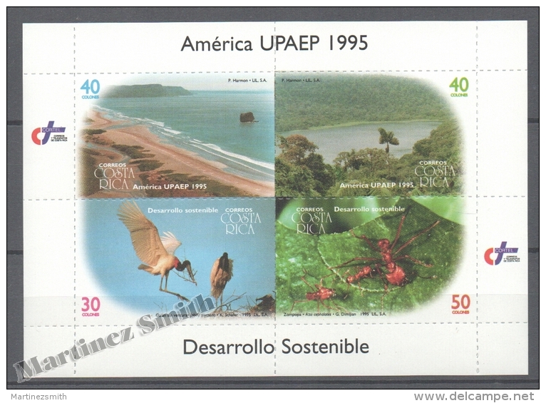 Costa Rica 1995 Yvert BF-16, América UPAEP, Fauna - Miniature Sheet - MNH - Costa Rica