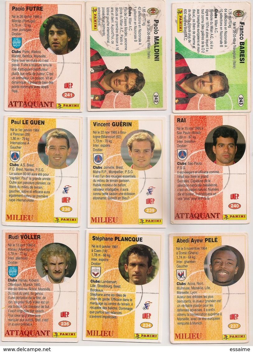 9 Cartes Panini Football 1994 Cards Official. Baresi Maldini Futre Rai Guerin Le Guen  Pelé Voller Plancque - Other & Unclassified