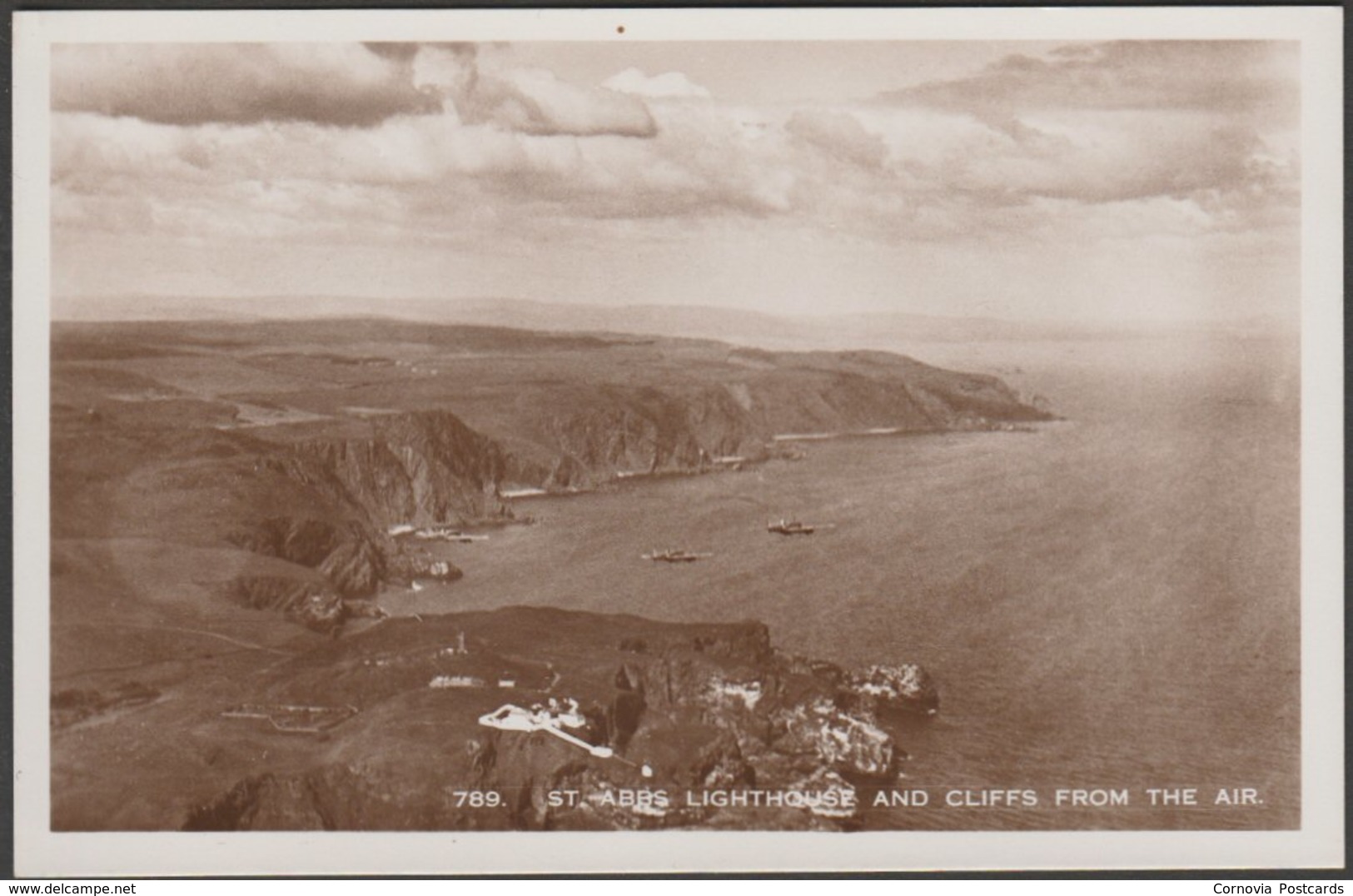 St Abbs Lighthouse And Cliffs From The Air, Berwickshire, C.1930s - RP Postcard - Berwickshire