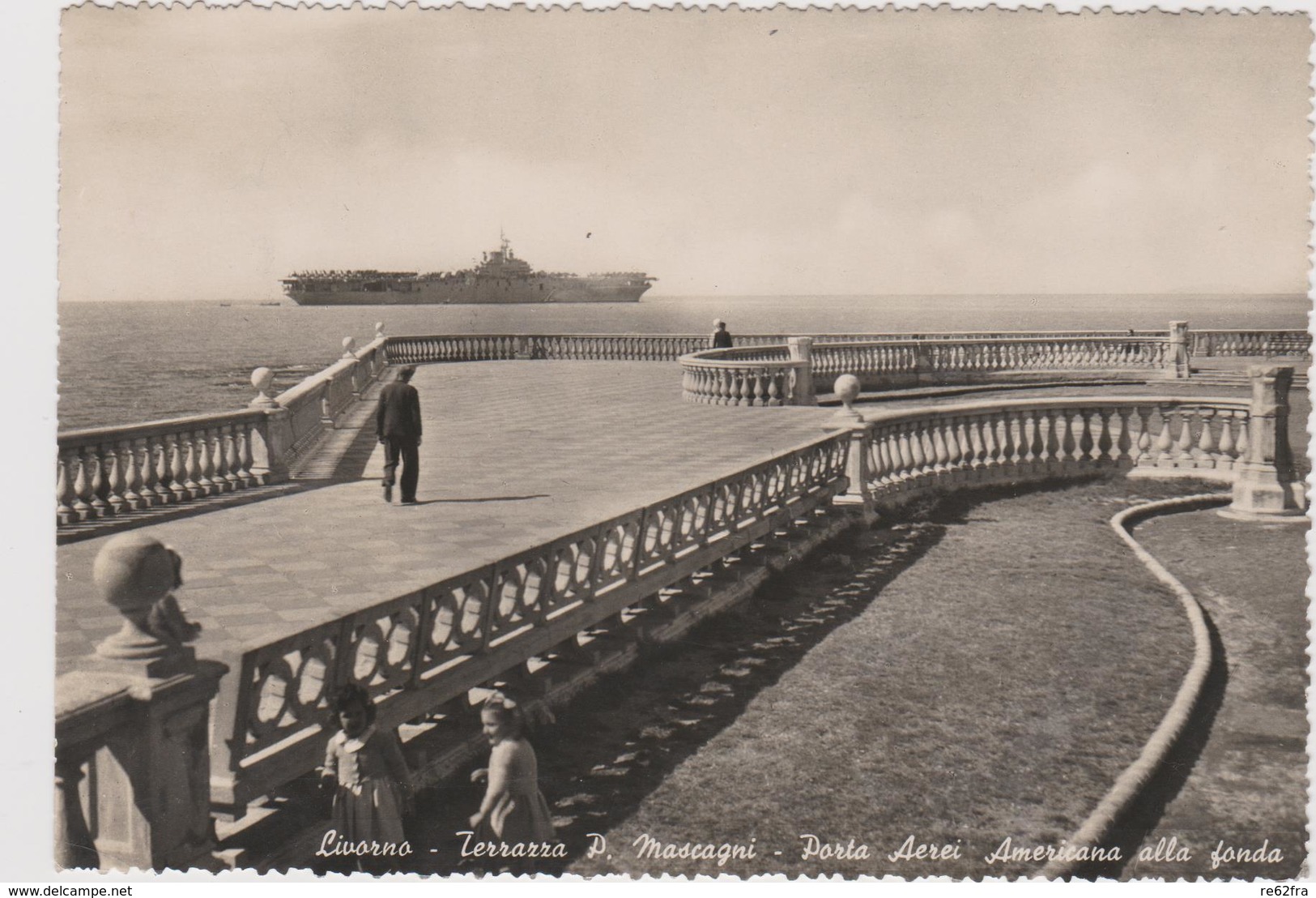 Livorno, Terrazza P. Mascagni - Portaerei Americana Alla Fonda - F.G. - Anni '1950 - Livorno