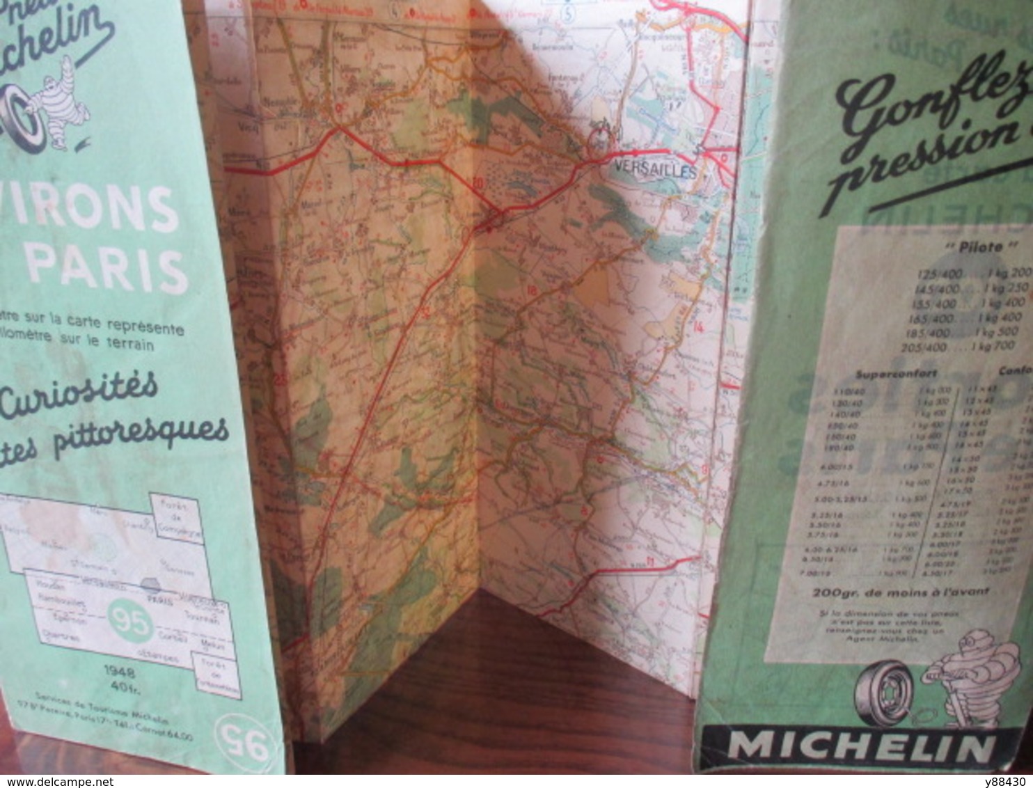 Carte Routière MICHELIN de 1948. N°95 -Environs de PARIS - Versailles / Chartres / Etampes / Melun / Tournan - 17 photos