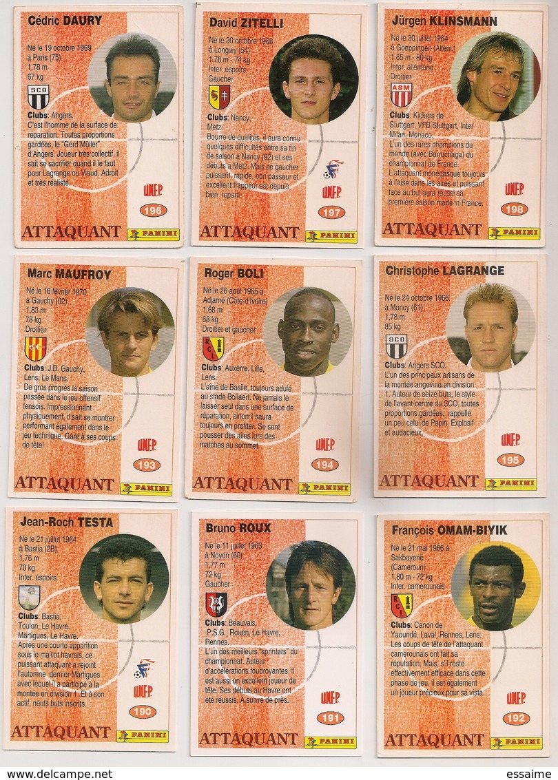 9 Cartes Panini Football 1994 Cards Official. Testa Roux Man-biyik Maufroy Boli Lagrange Daury  Zitelli Klinsmann - Other & Unclassified