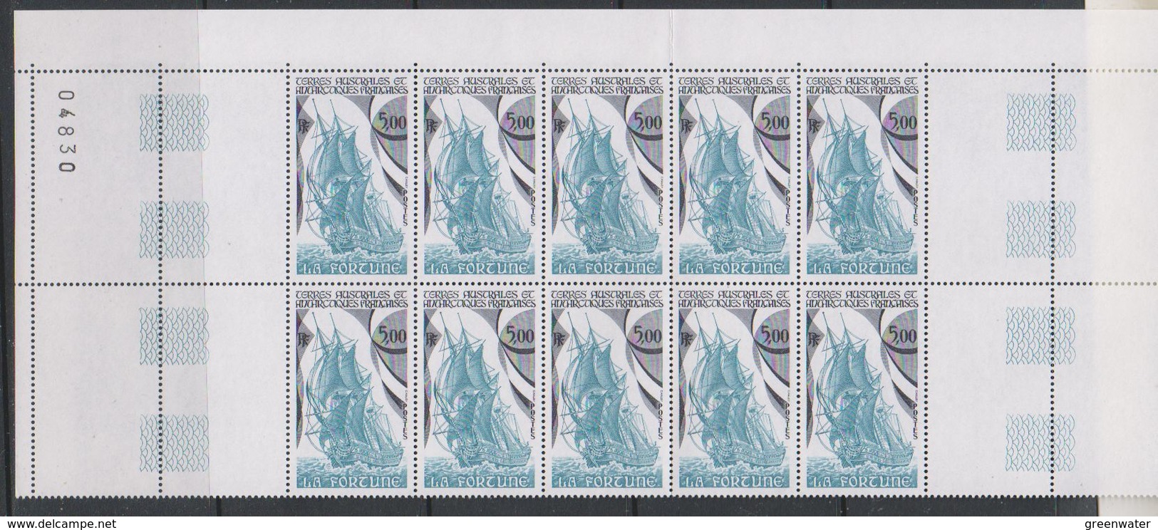 TAAF 1988 Sailing Ship "La Fortune"  1v Bl Of 10  ** Mnh (39649A) - Blocs-feuillets