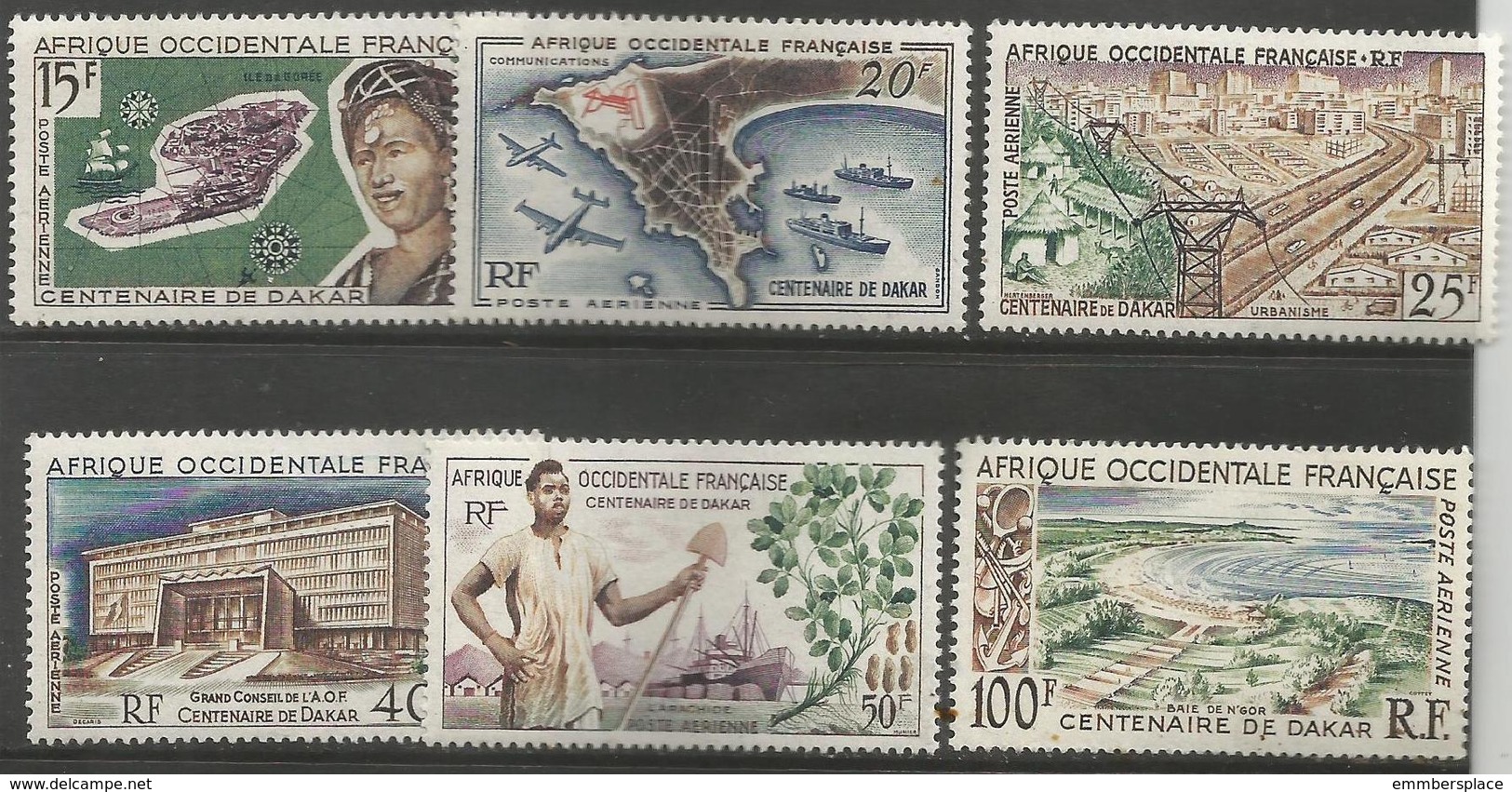 West Africa -  1958 Dakar Anniversary MNH **   Mi 289-93  Sc C22-7 - Unused Stamps