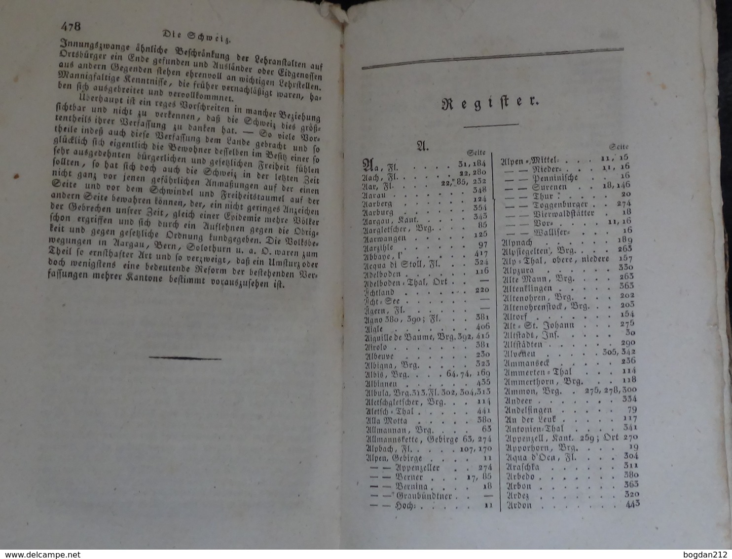 1831 - GEMALDE DER SCHWEIZ, Dr.Neigebaur, 496 Seite mit Alte Stiche (Kupfern).