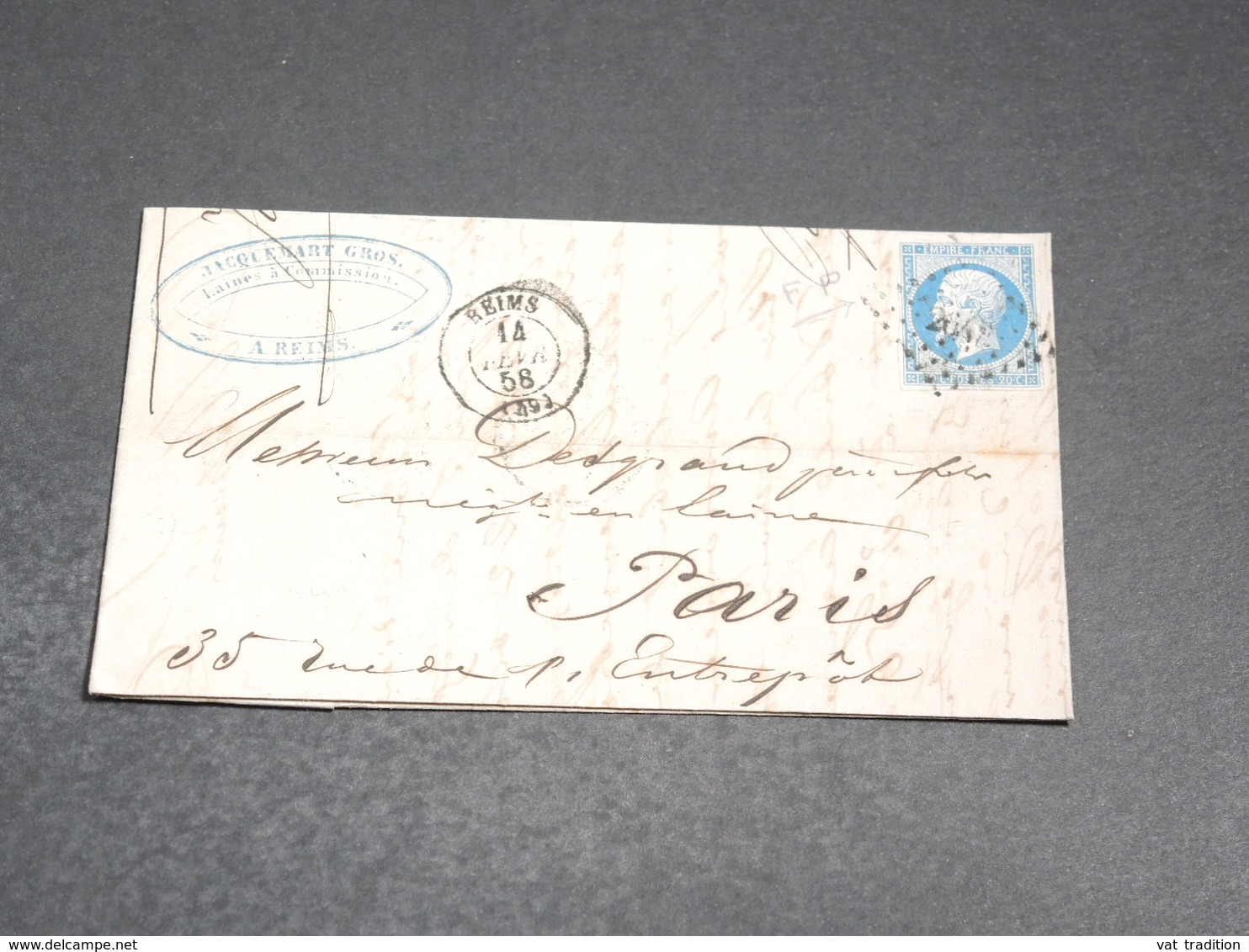 FRANCE - Lettre De Reims Pour Paris En 1856 , Affranchissement Napoléon - L 20249 - 1849-1876: Classic Period