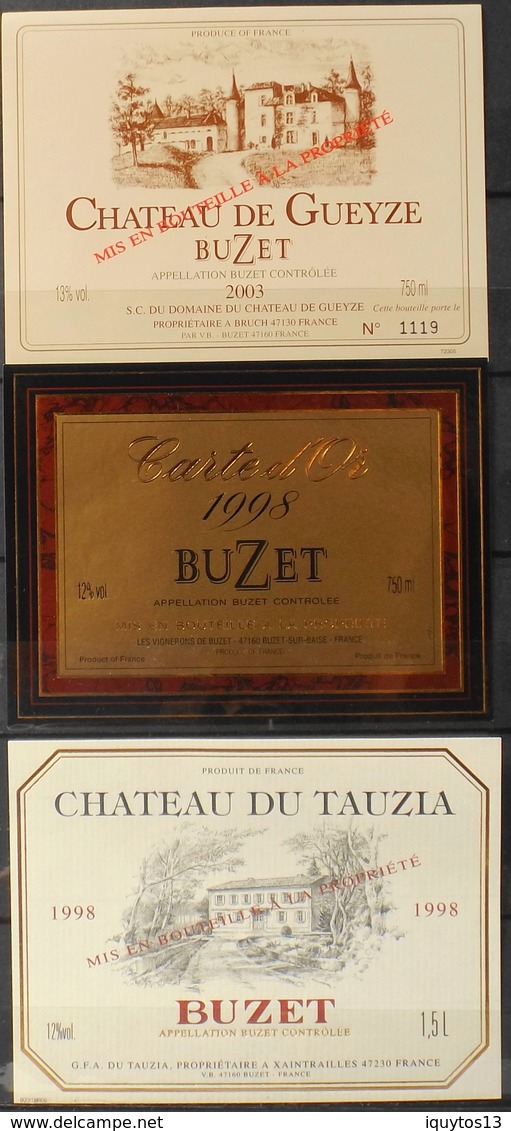 3 ETIQUETTES Différentes De VIN - BUZET - En Parfait Etat - Colecciones & Series