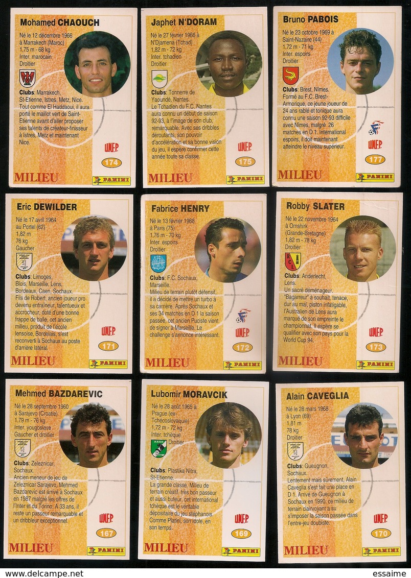 9 Cartes Panini Football 1994 Cards Official. Bazdarevic Moravcik Caveglia Dewilder Henry Slater Chaouch N'doram  Pabois - Other & Unclassified