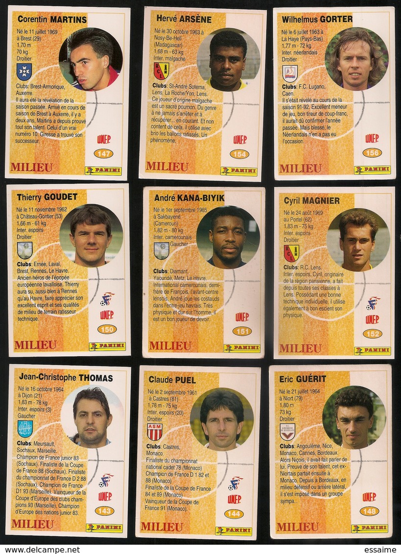 9 Cartes Panini Football 1994 Cards Official. Thomas Puel Martins Guérit Goudet Kana-biyik Magnier  Arsène Gorter - Other & Unclassified