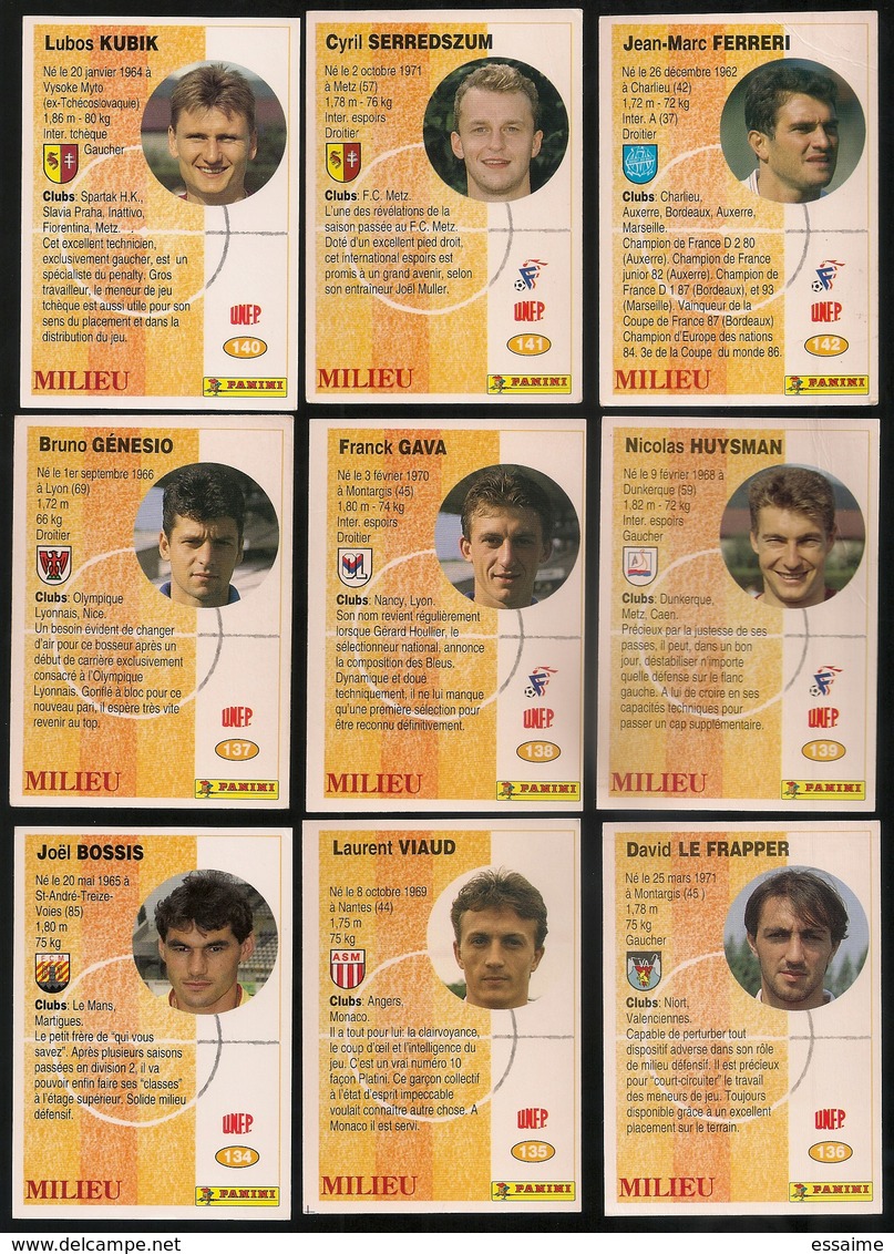 9 Cartes Panini Football 1994 Cards Official. Bossis Viaud  Lme Frapper Génesio Gava Huysman Kubik Serredqzum Ferreri - Other & Unclassified