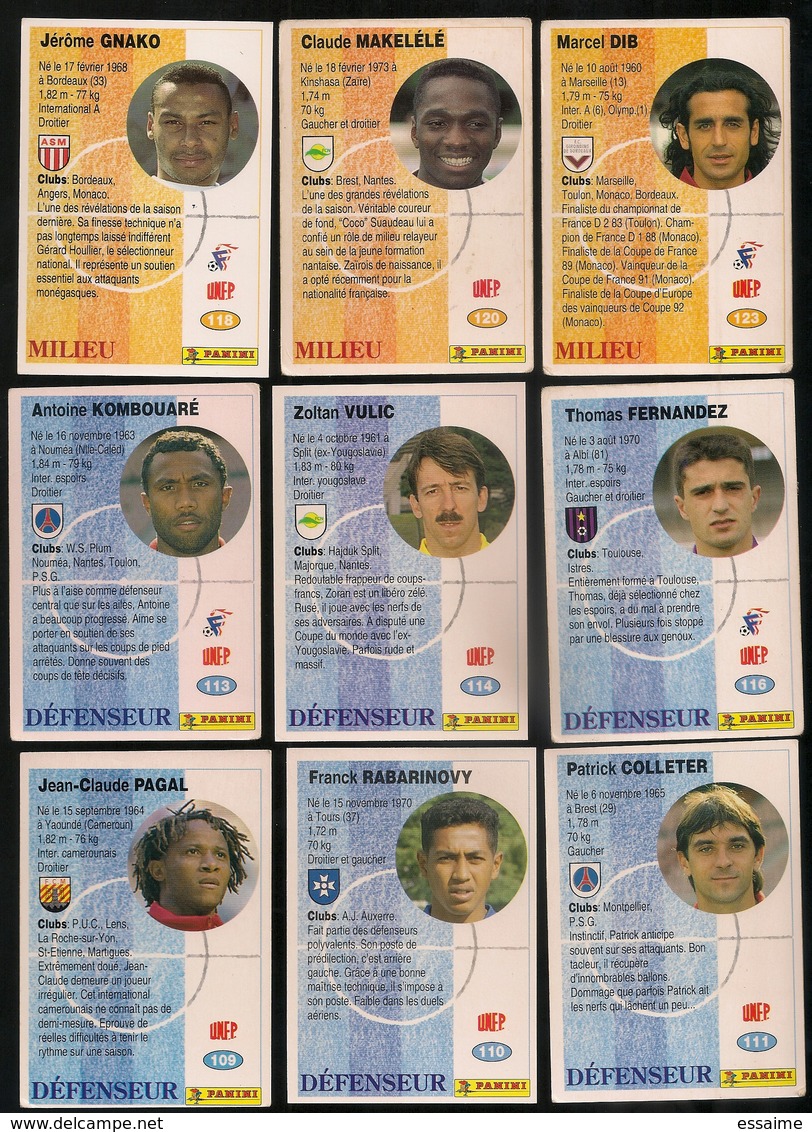 9 Cartes Panini Football 1994 Cards Official. Pagal Rabarinovy Colleter Kombouaré Vulic Fernandez Gnako Makelélé Dib - Other & Unclassified