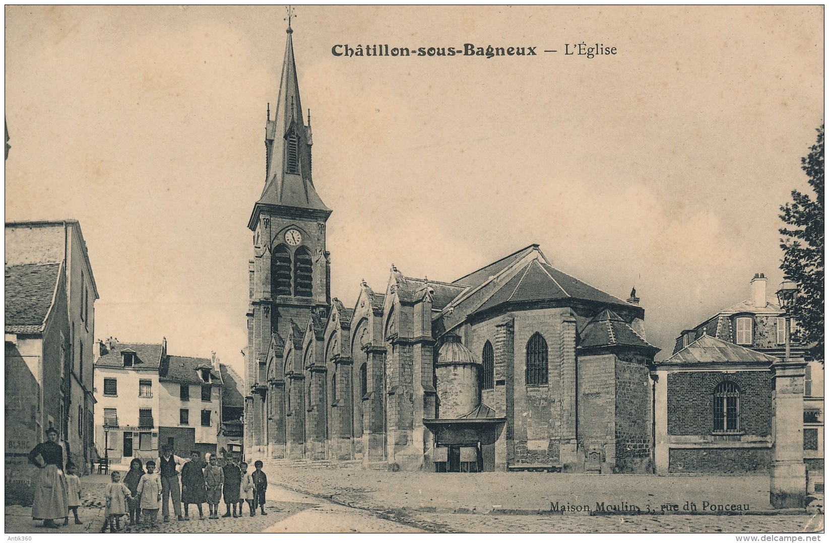 CPA 92 CHATILLON SOUS BOIS L'Eglise Animée Avec Enfants - Châtillon