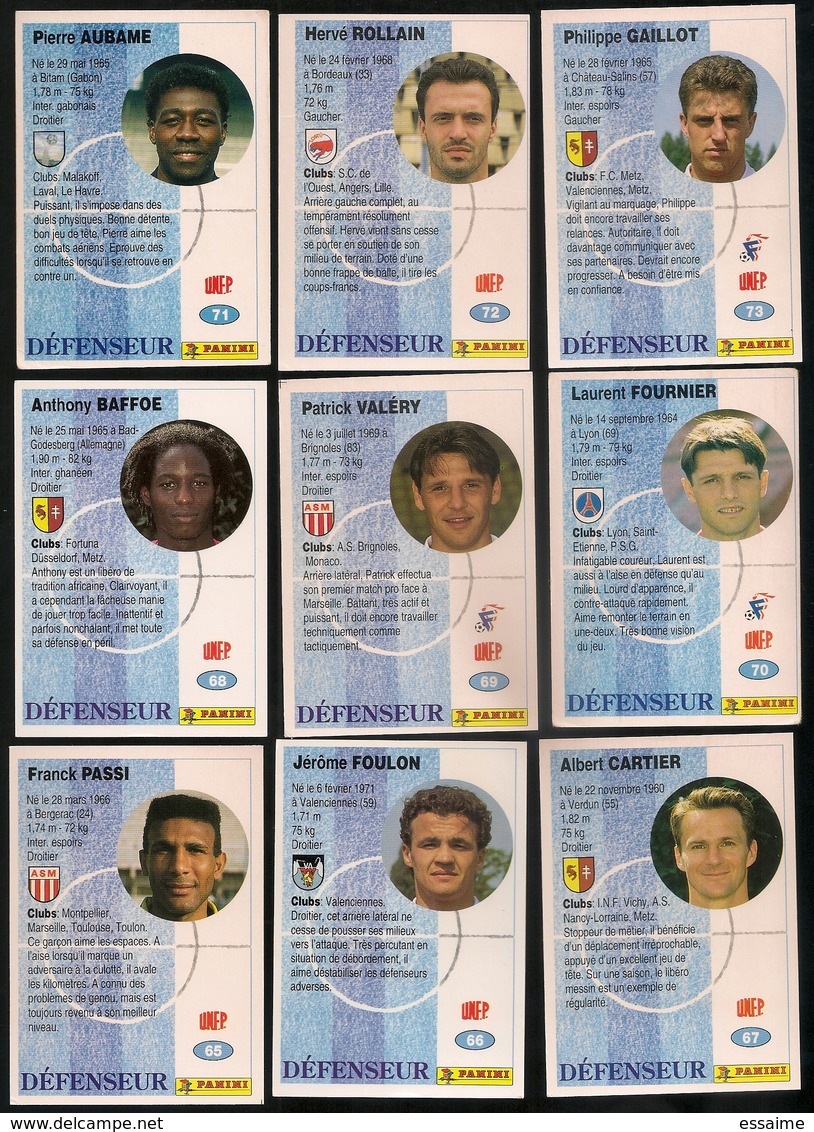 9 Cartes Panini Football 1994 Cards Official. Passi Foulon Cartier Baffoe Valéry Fournier Aubame Rollain Gaillot - Other & Unclassified