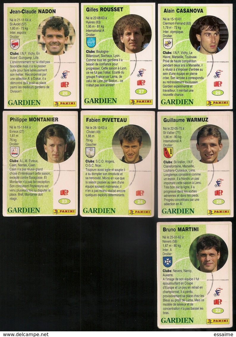 7 Cartes Panini Football 1994 Cards Official. Martini Montanier Piveteau Warmuz Nadon Rousset Casanova - Sonstige & Ohne Zuordnung