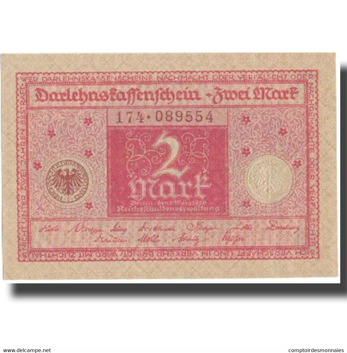 Billet, Allemagne, 2 Mark, 1920, 1920-03-01, KM:59, SPL+ - 2 Rentenmark