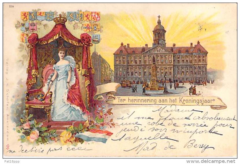 NEDERLAND Netherlands ( Famille Royale / Koninklijke Familie ) Ter Herinnering Aan Het Kroningsjaar - CPA - Pays-Bas - Amsterdam