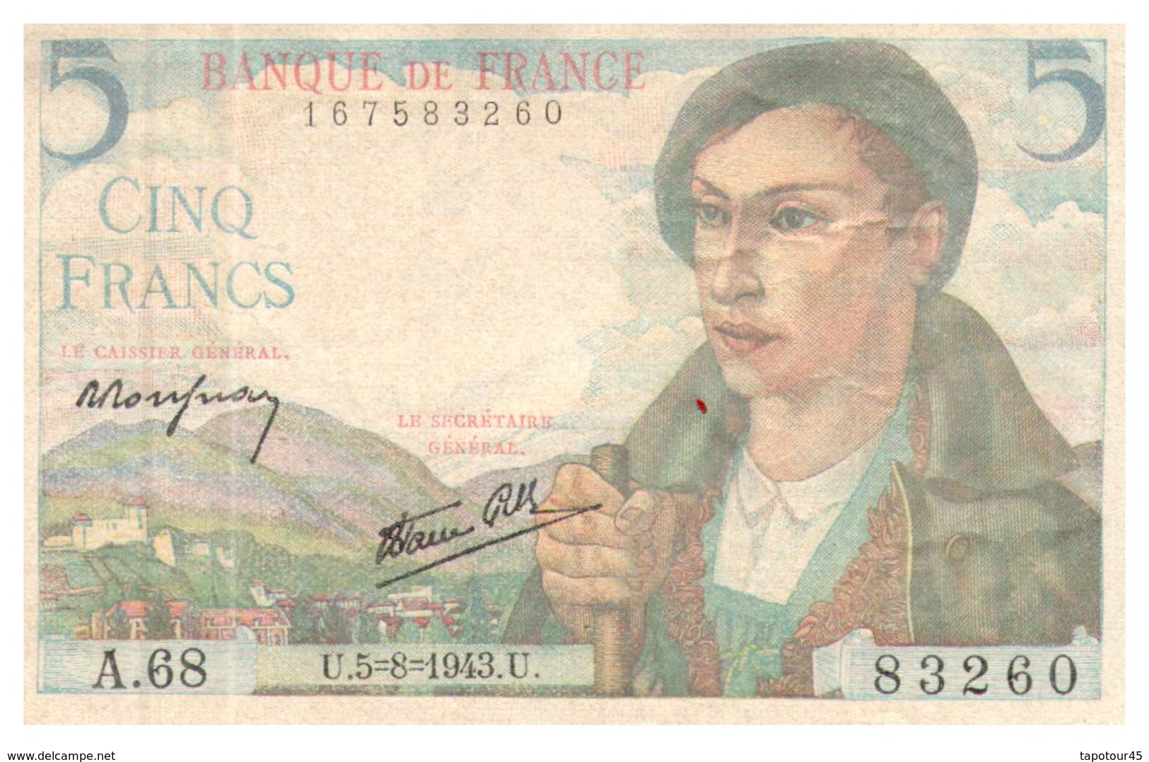 Billet > France > 5 Francs   1943    Neuf - 5 F 1943-1947 ''Berger''
