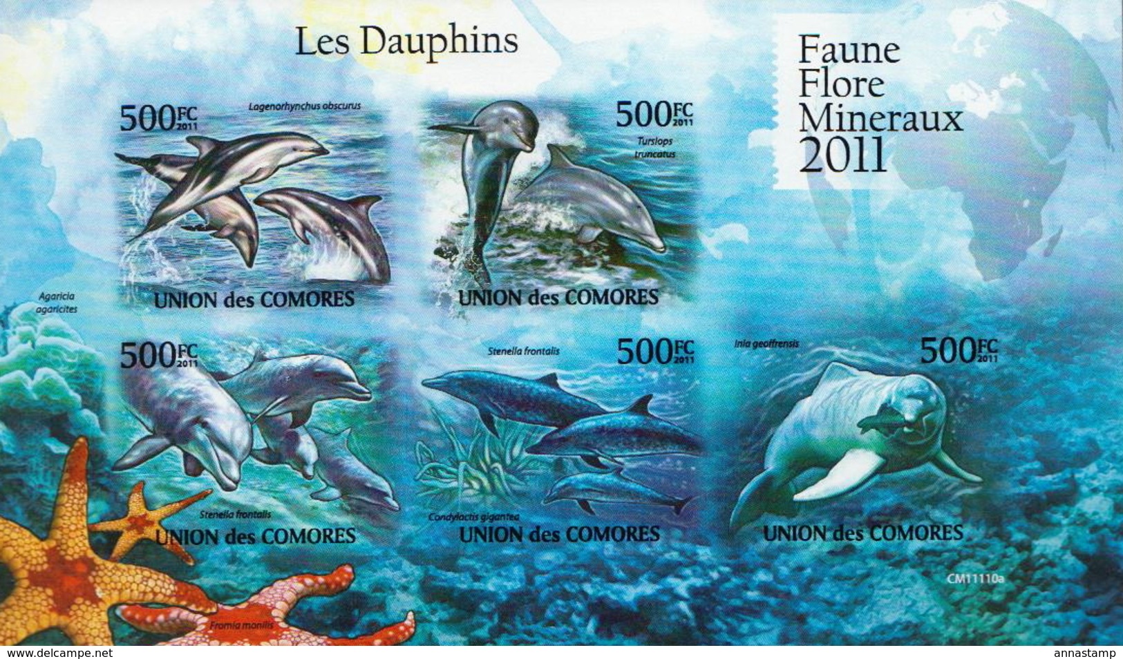 Comores MNH Dolphins Imperforated Sheetlet And SS - Dolphins