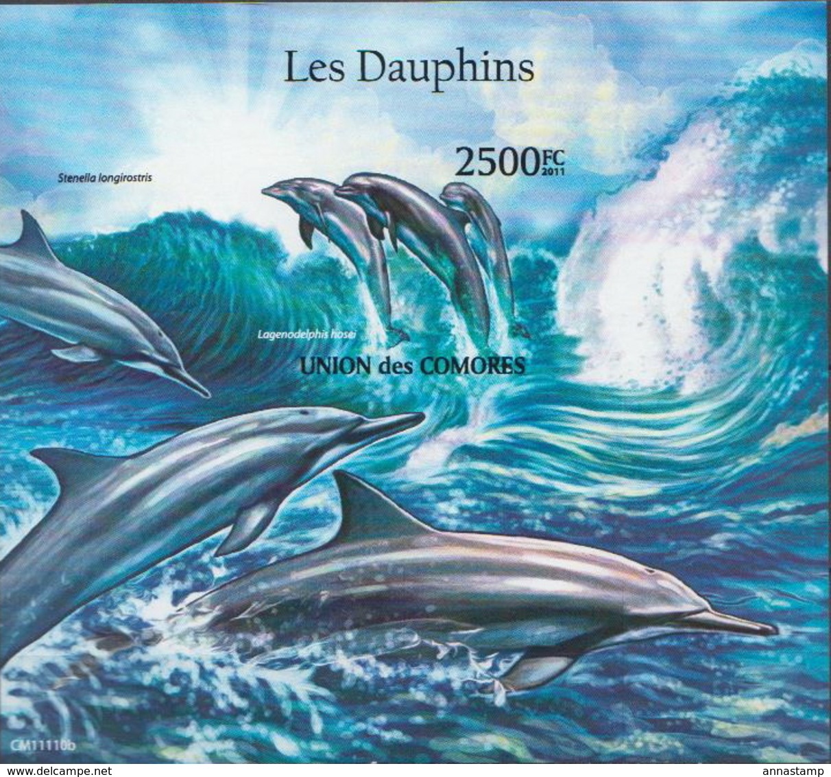 Comores MNH Dolphins Imperforated Sheetlet And SS - Dolphins