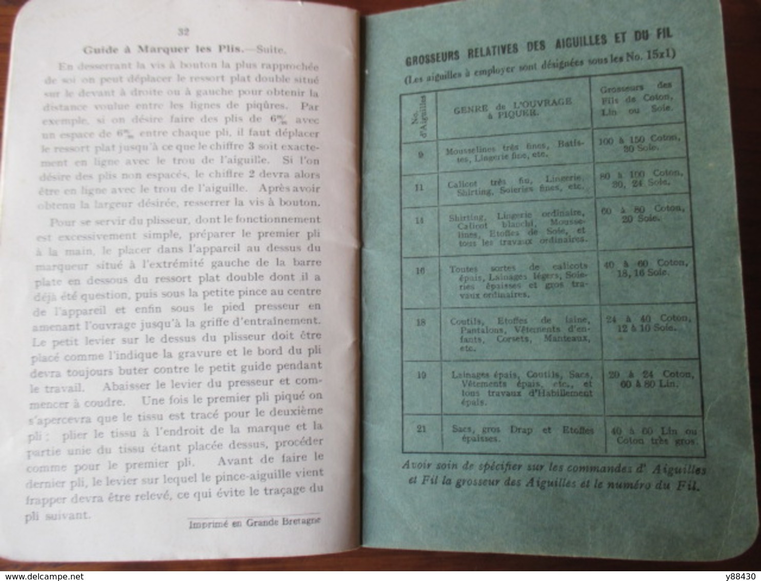 Notice  pour Machine à Coudre SINGER - N°15K80 de 1931 - Instruction d'emploi - 34 pages  -  voir les 13 photos