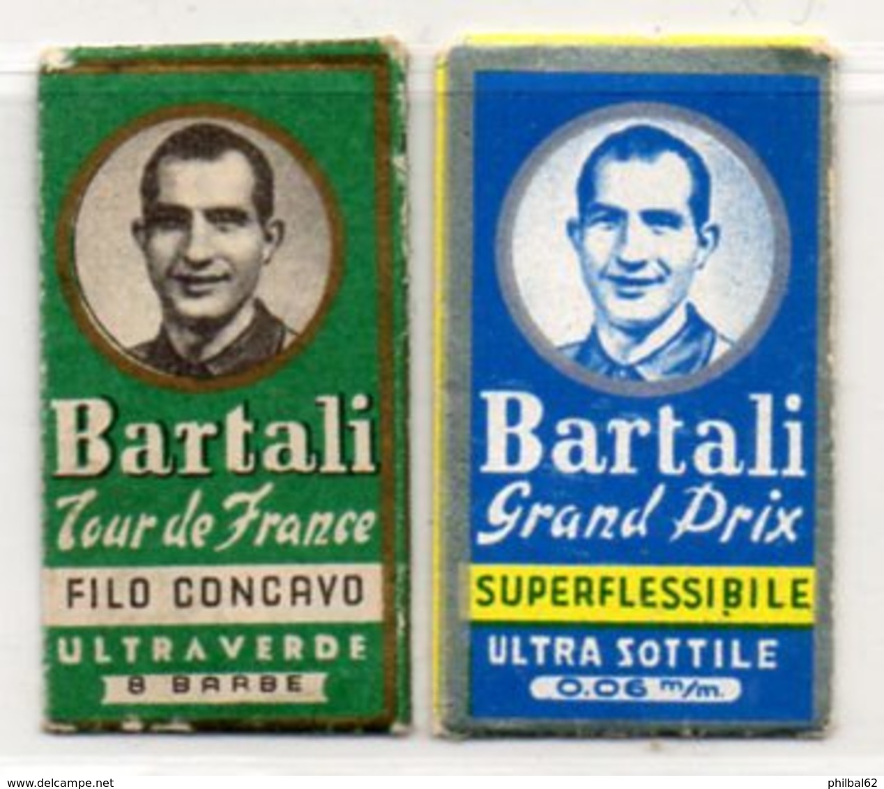 Lot De 2 Lames De Rasoir Bartali. "Grand Prix" Et "Tour De France". - Scheermesjes