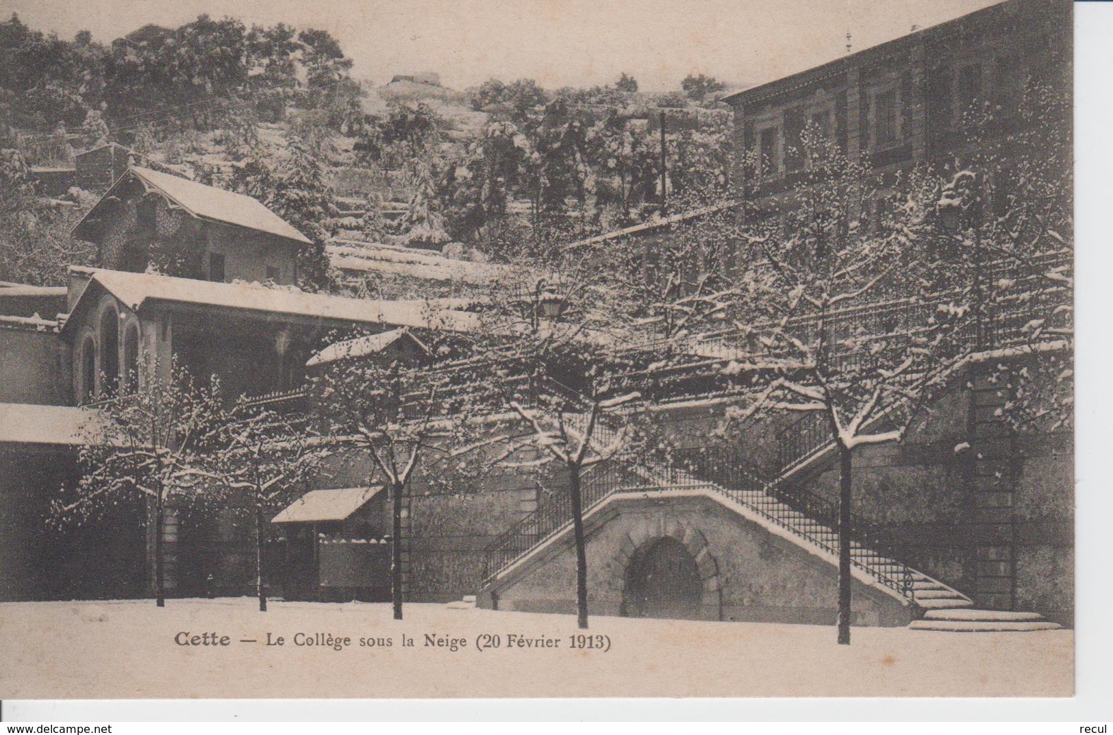 HERAULT - CETTE - Le Collège Sous La Neige - 20 Février 1913  ( - N'a Pas Circulé ) - Sete (Cette)