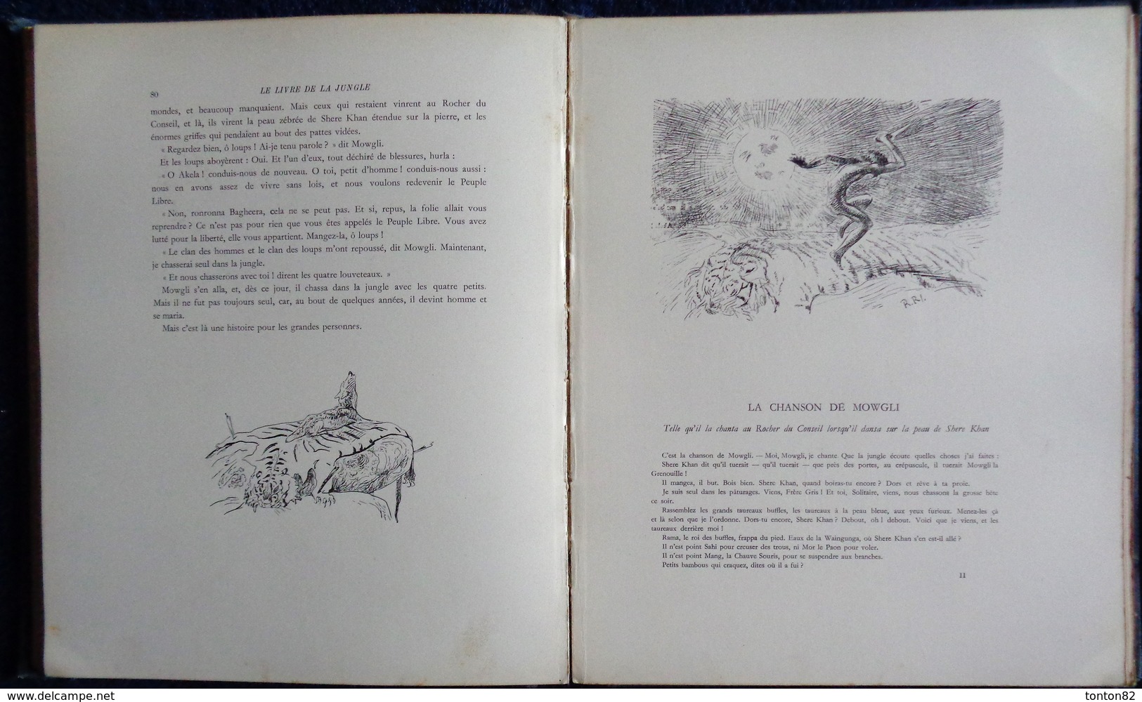 Rudyard Kipling - Le livre de la Jungle - Librairie Delagrave - ( 1939 ) .