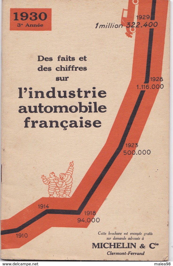 1930 ,,,, BROCHURE DES ETS  MICHELIN :  DES FAITS ET CHIFFRES SUR L' INDUSTRIE AUTOMOBILE  FRANCAISE - KFZ