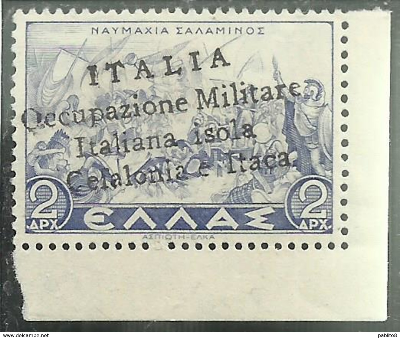 CEFALONIA E ITACA 1941 MITOLOGICA DRACME 2 D MNH FIRMATO SIGNED - Cefalonia & Itaca