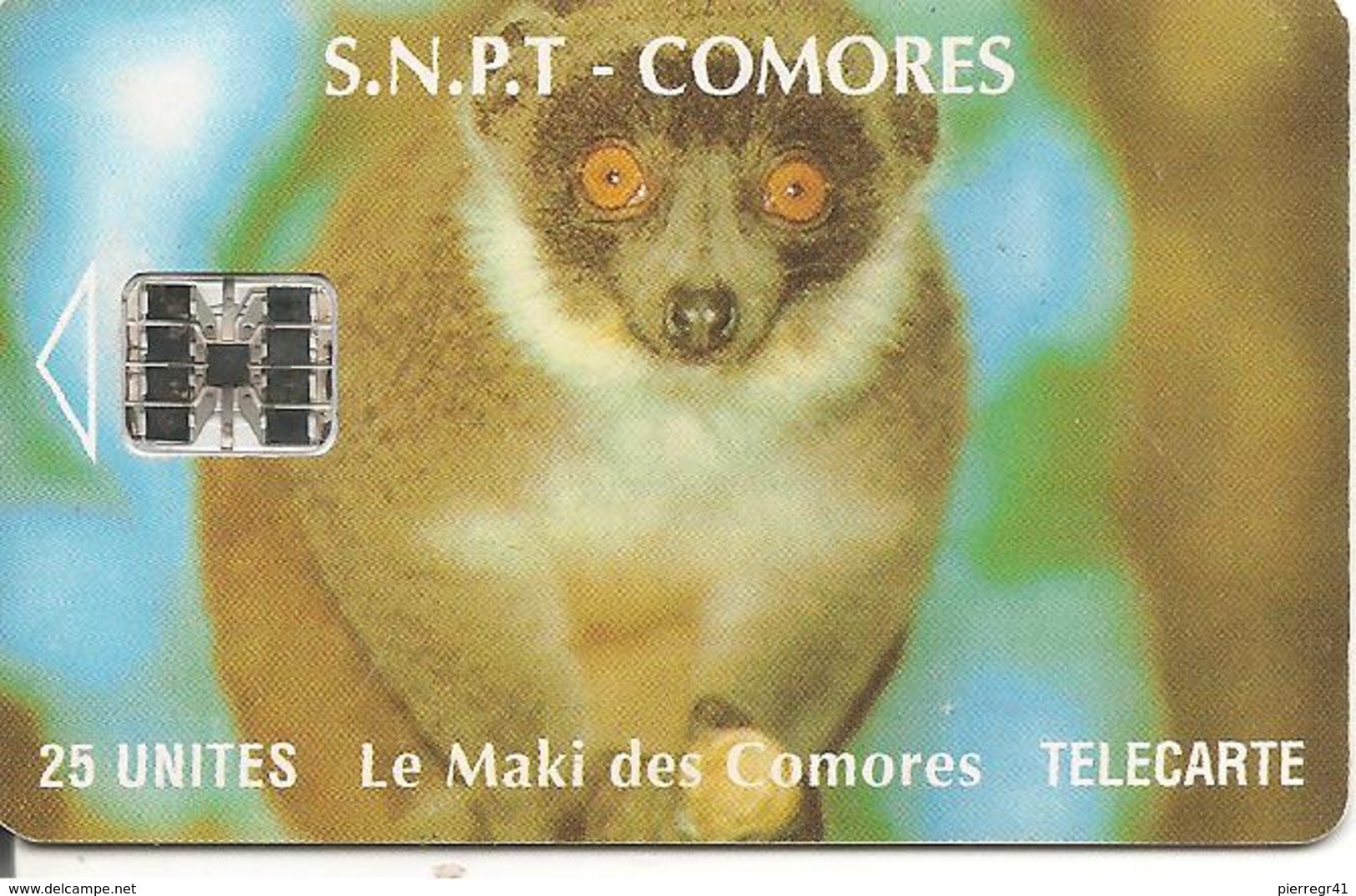 CARTE-PUCE-25U-SC7-SNPT COMORES-MAKI-UTILISE-V°N° Rouge 00086741 -a Droite-TBE - Komoren