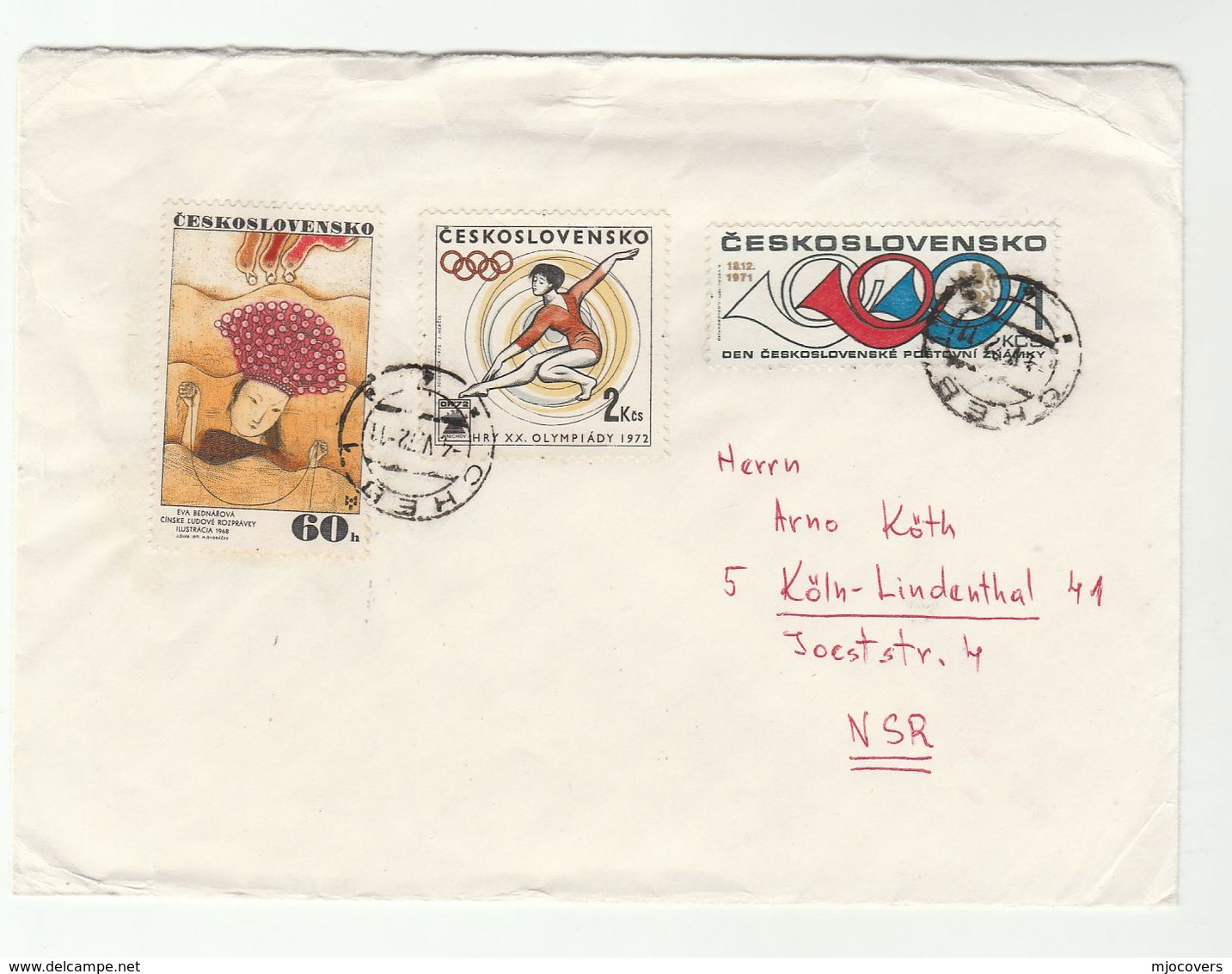 1972 CZECHOSLOVAKIA Cover OLYMPIC GYNMASTICS Stamps To Germany  Sport Olympics Games - Summer 1972: Munich