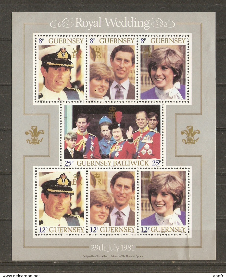 Guernesey 1981 - Mariage De Diana Et Charles - Bloc 227/233 MNH - Lady Di - Guernsey